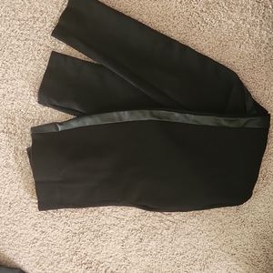 Zara black skinny pant with leather accent